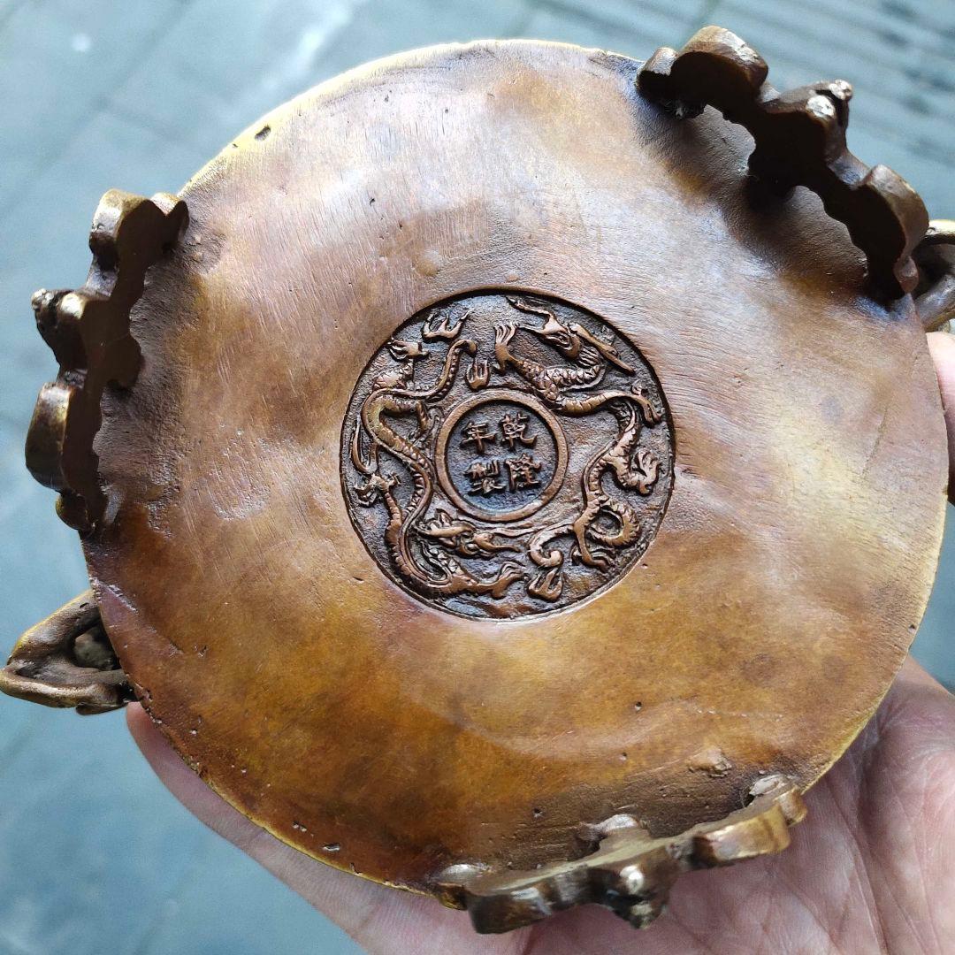 龍鳳香炉 銅 細工 装飾品 現代工芸品 美術品 置物