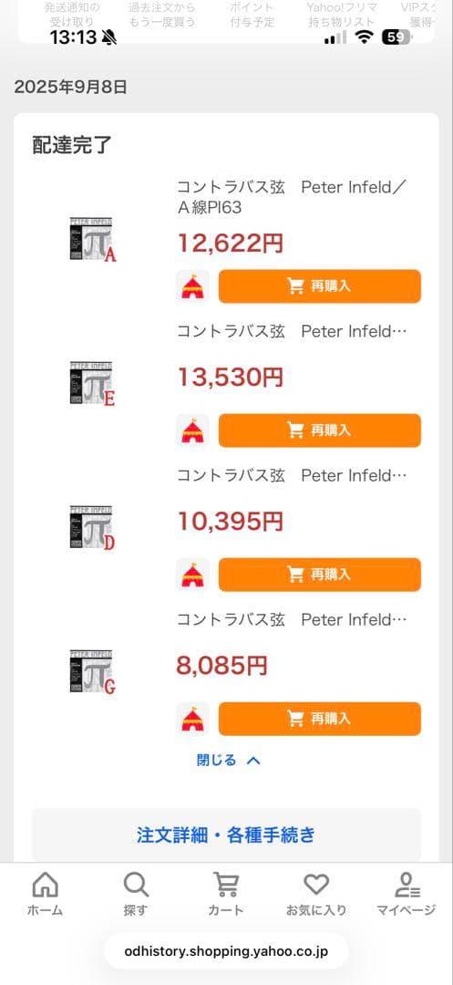 コントラバス弦　ピーター・インフェルド　Peter Infeldオケ弦4本セット