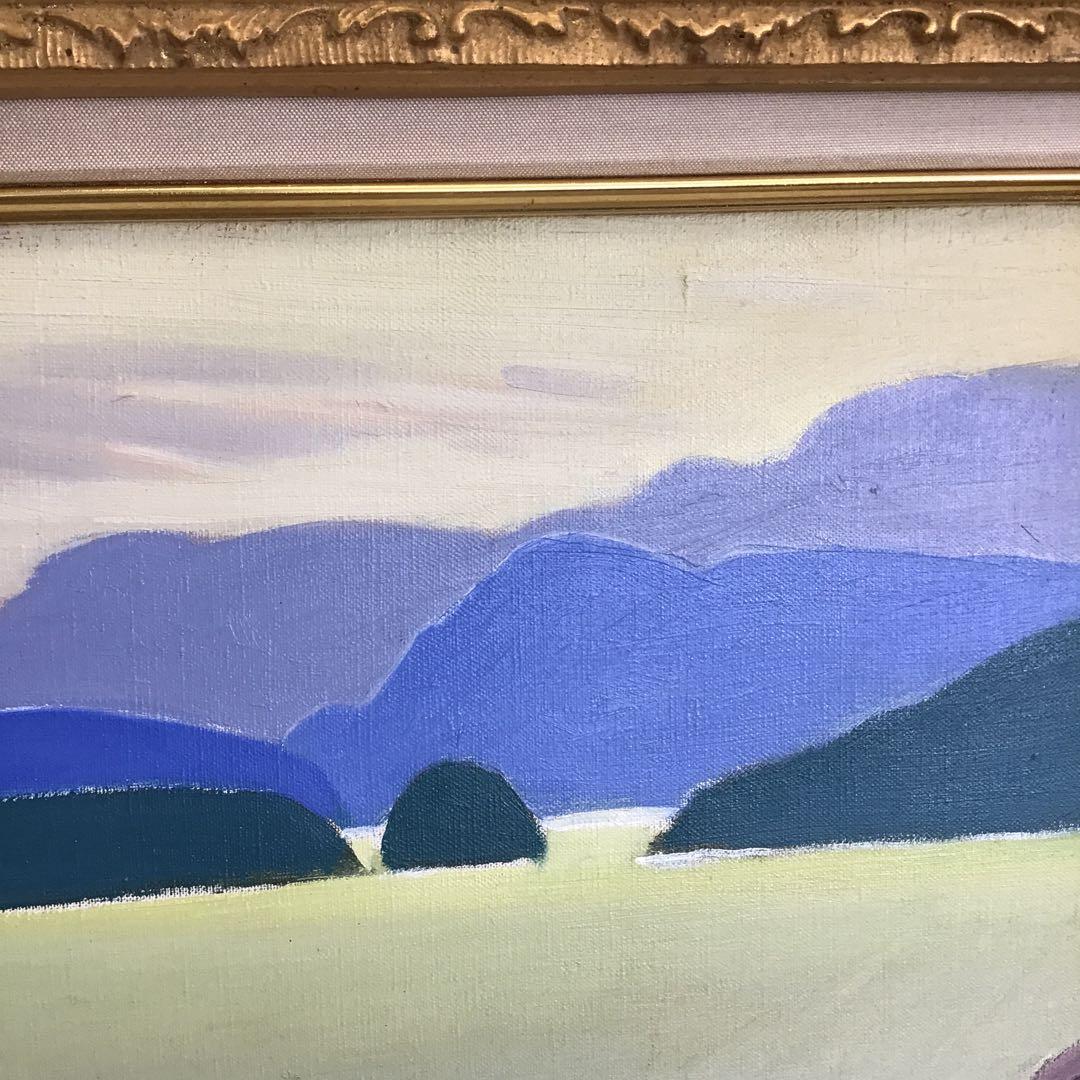 絵画　油彩画　日没　８号　鄭義富作　韓国アーティスト　共箱　S1017KG