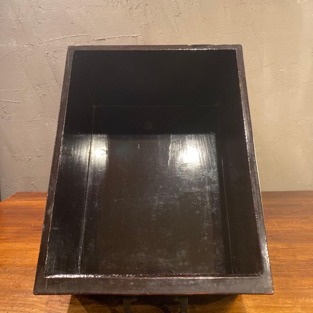 稀少 時代物 三段小引き出し 漆塗り 骨董品 古家具 古民家 蔵出し