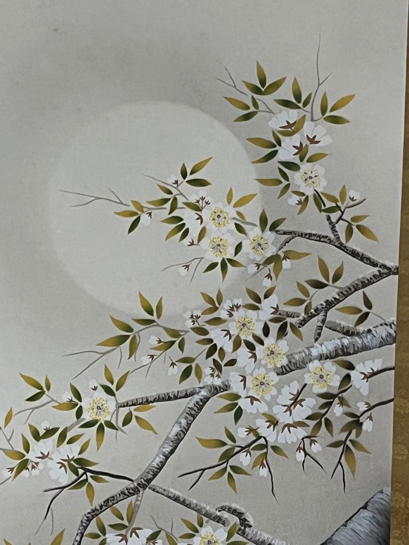 【月下桜】流月作掛け軸　レプリカ　木箱有り