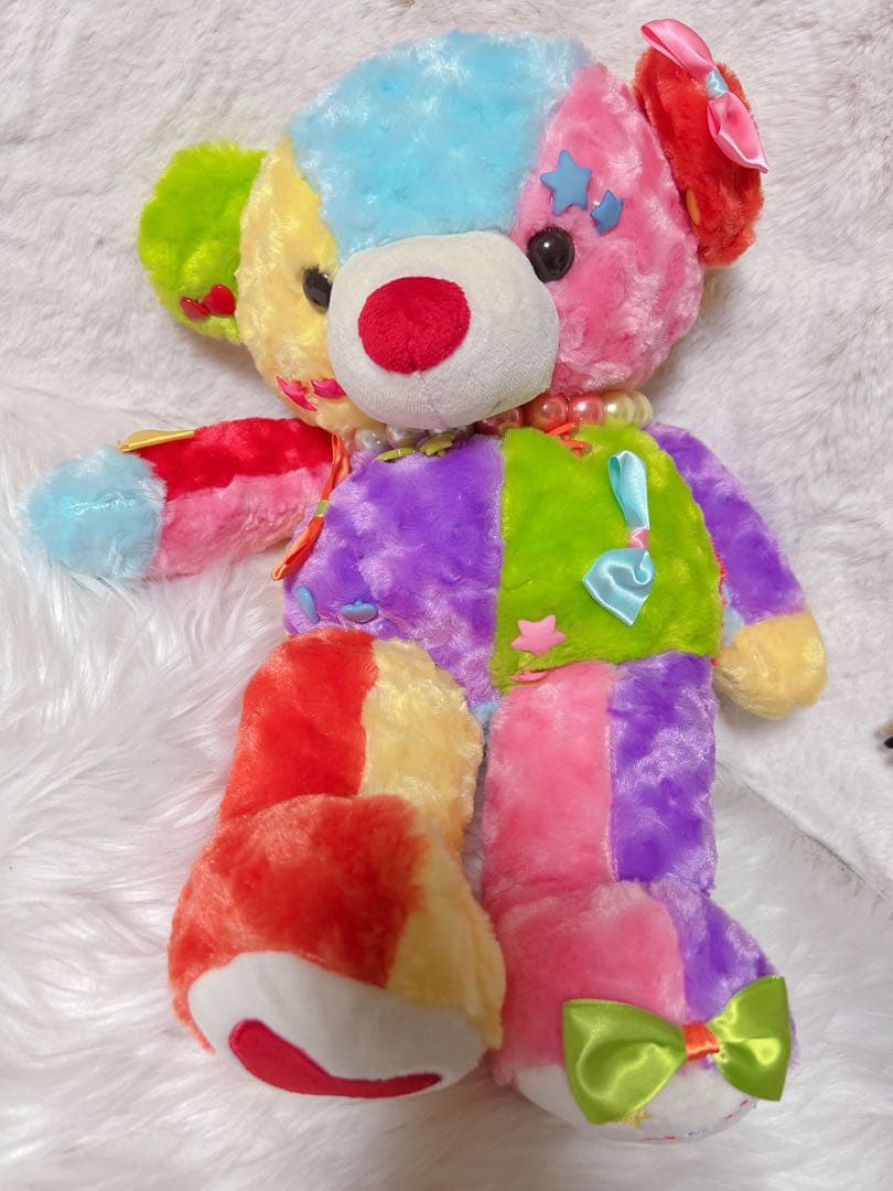 KAWAII BEAR カラフルクマのオルゴール(星に願いを)付きぬいぐるみ