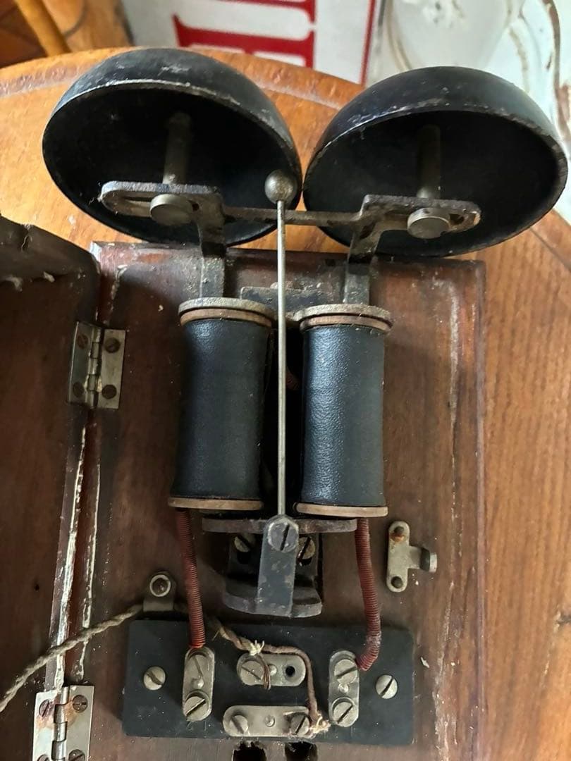 フランス　アンティーク　壁掛け式　電話機用　ベル　木製　呼び鈴　Bell 2個