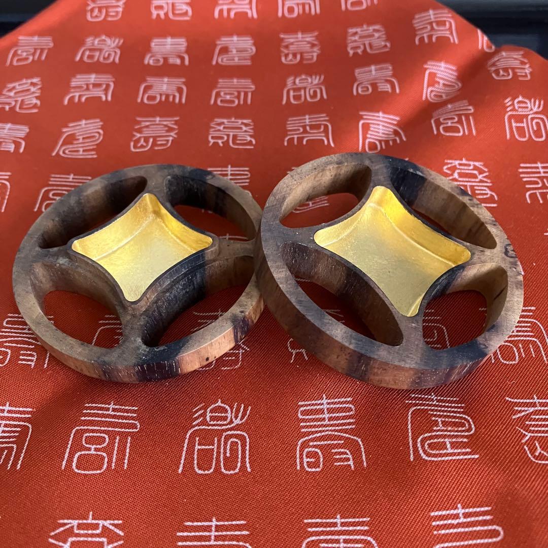 茶道具 平安象彦造 黒柿七宝透かし香合