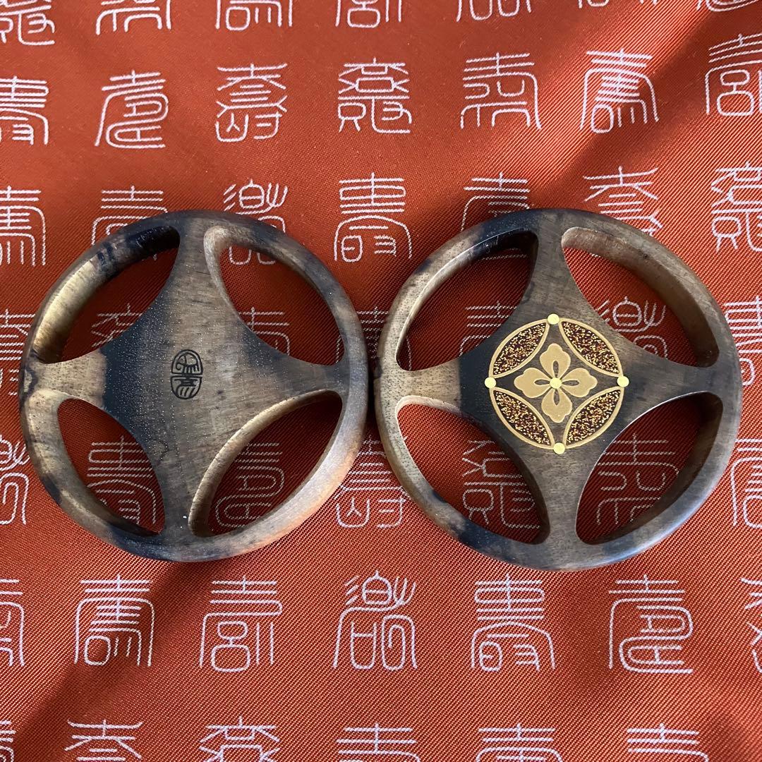茶道具 平安象彦造 黒柿七宝透かし香合