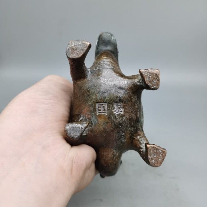 銅器 銅製 金鶏独立竜亀 置物 茶道具 装飾品 工芸品 美術品 置物
