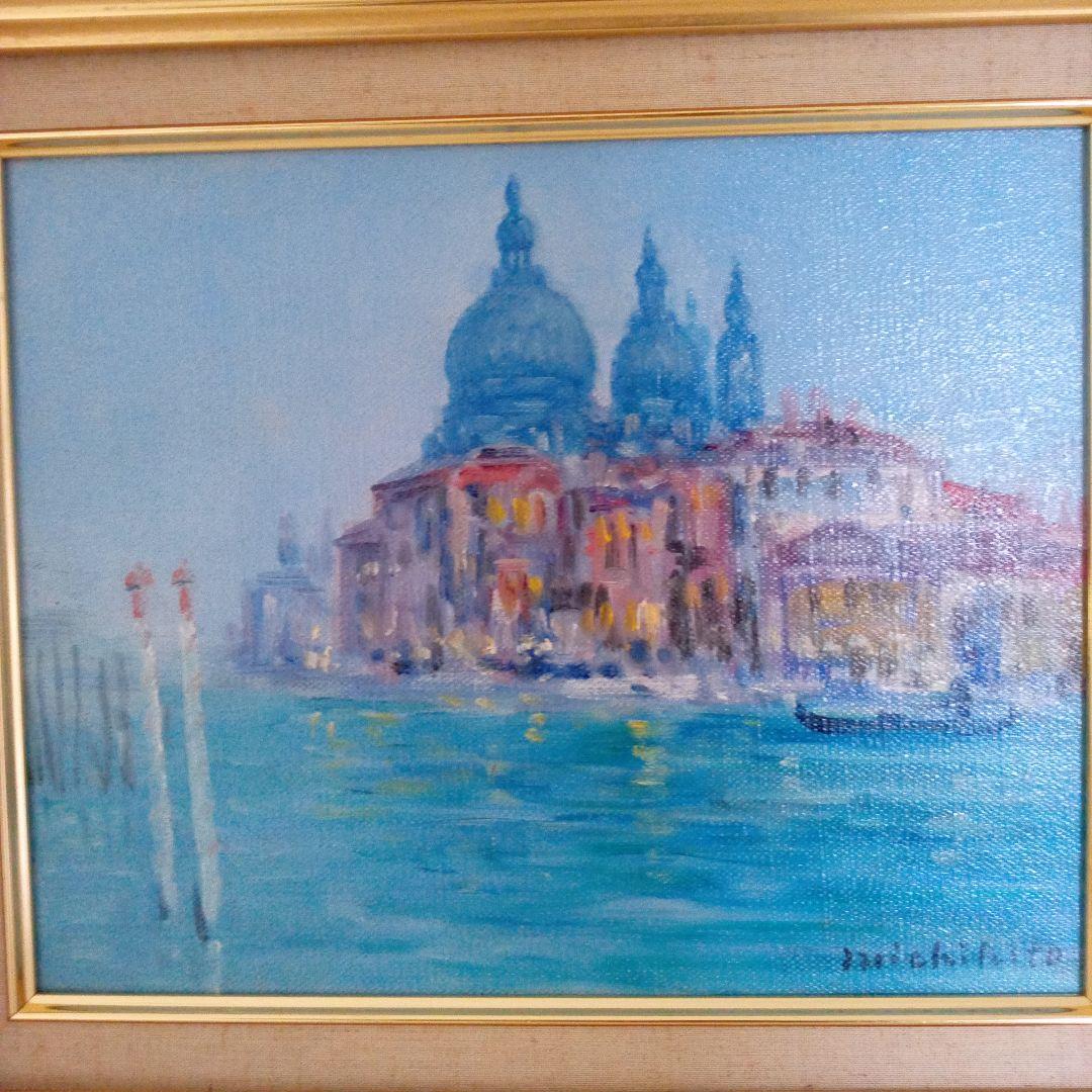 伊藤三千人　ヴェネチア風景画　肉筆油絵