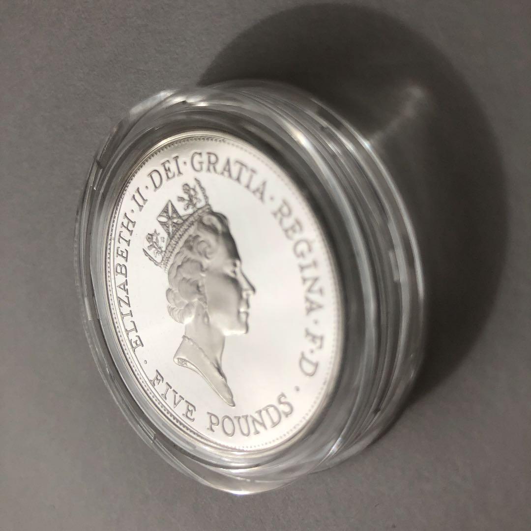 イギリス 1990年 エリザベス皇太后生誕90周年 プルーフ 5ポンド 銀貨