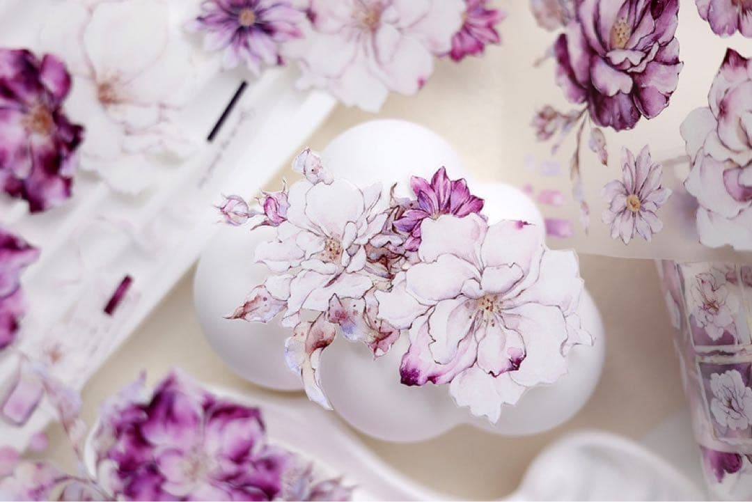 新品　薔薇花礼　PET亮面花マスキングテープ　マステ　6m