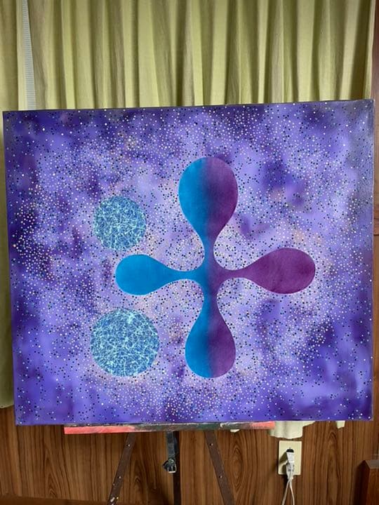 油絵　現代アート　Deep Purple 作者　あんどうまさひろ　油彩画