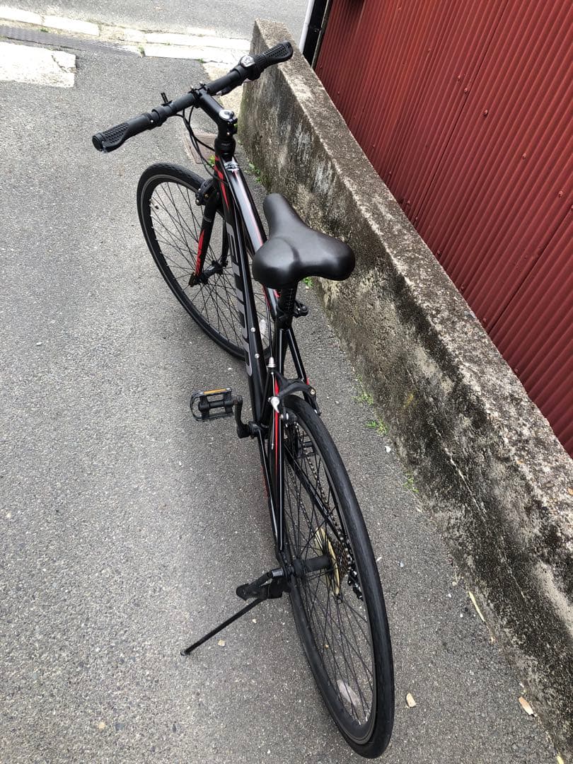 【京都発】クロスバイク　黒赤カラー　外装６段変速　すぐに乗り出し可能