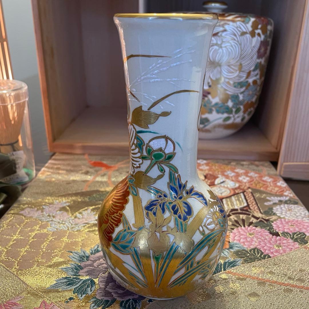 新品　豪華　京焼　仁清写　通次崇山造　色絵金彩　牡丹模様　皆具　茶道具