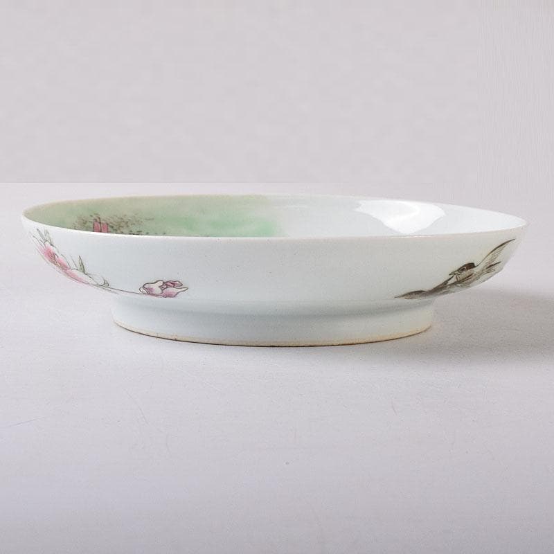 中国　大清乾隆年製　粉彩　花鳥文　皿　C　7821