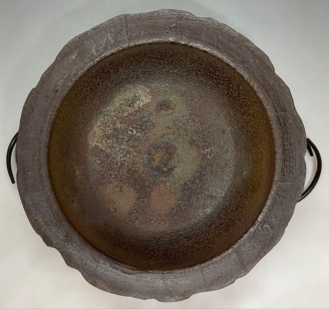 人間国宝　佐藤浄清　茶釜　雪景地紋　富士釜　釜釻　共箱　X803
