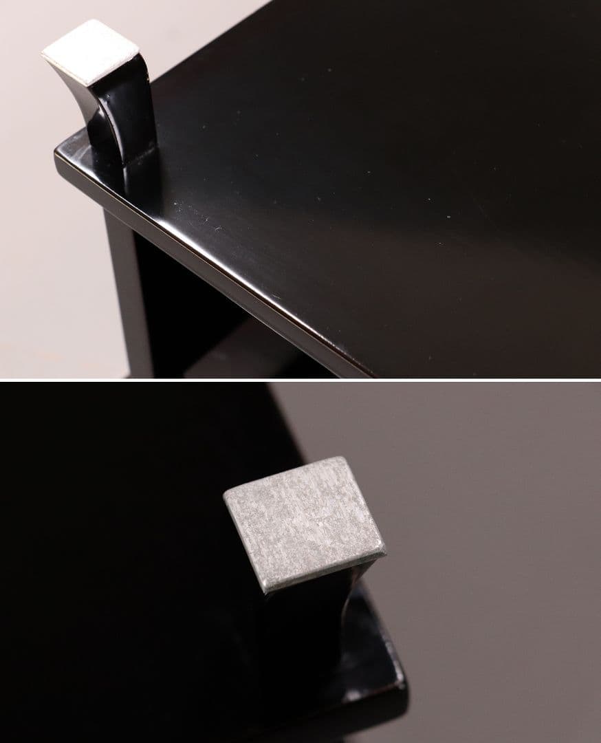 輪島塗 蒔絵師 久世宗春 山水金蒔絵 冠卓 二段卓 花台 黒塗【MA189】