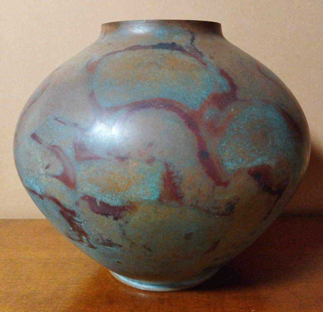 高岡銅器　竹治作　花器　壺