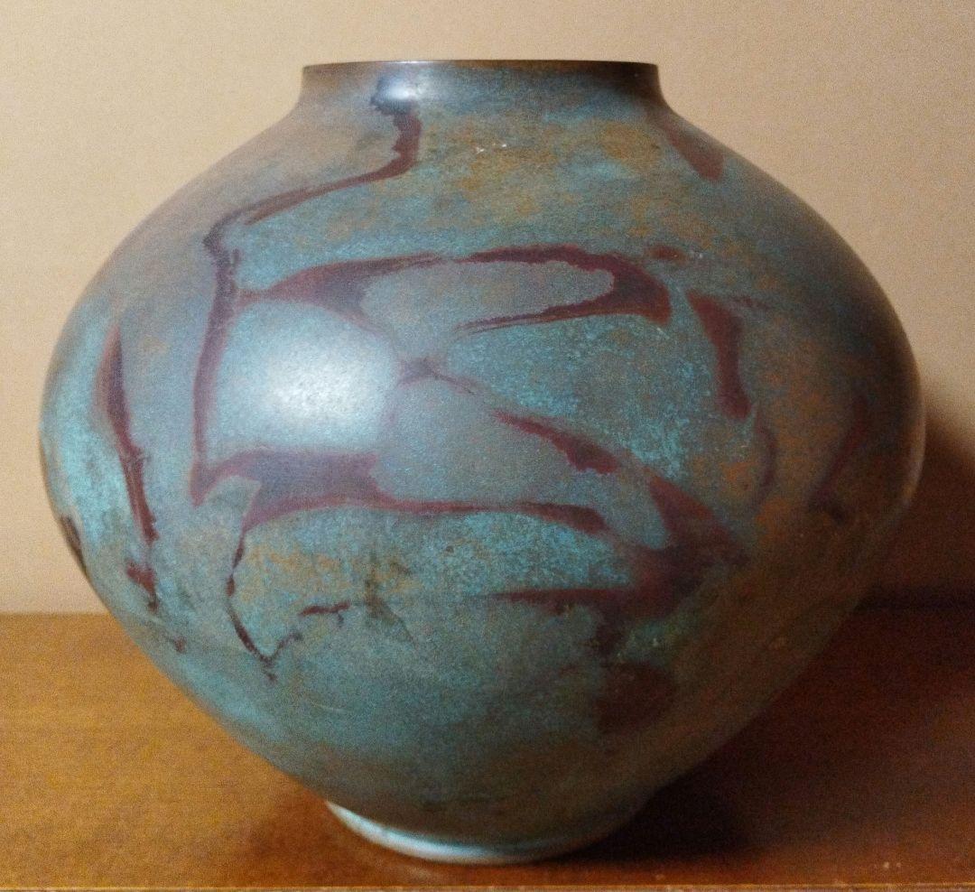 高岡銅器　竹治作　花器　壺