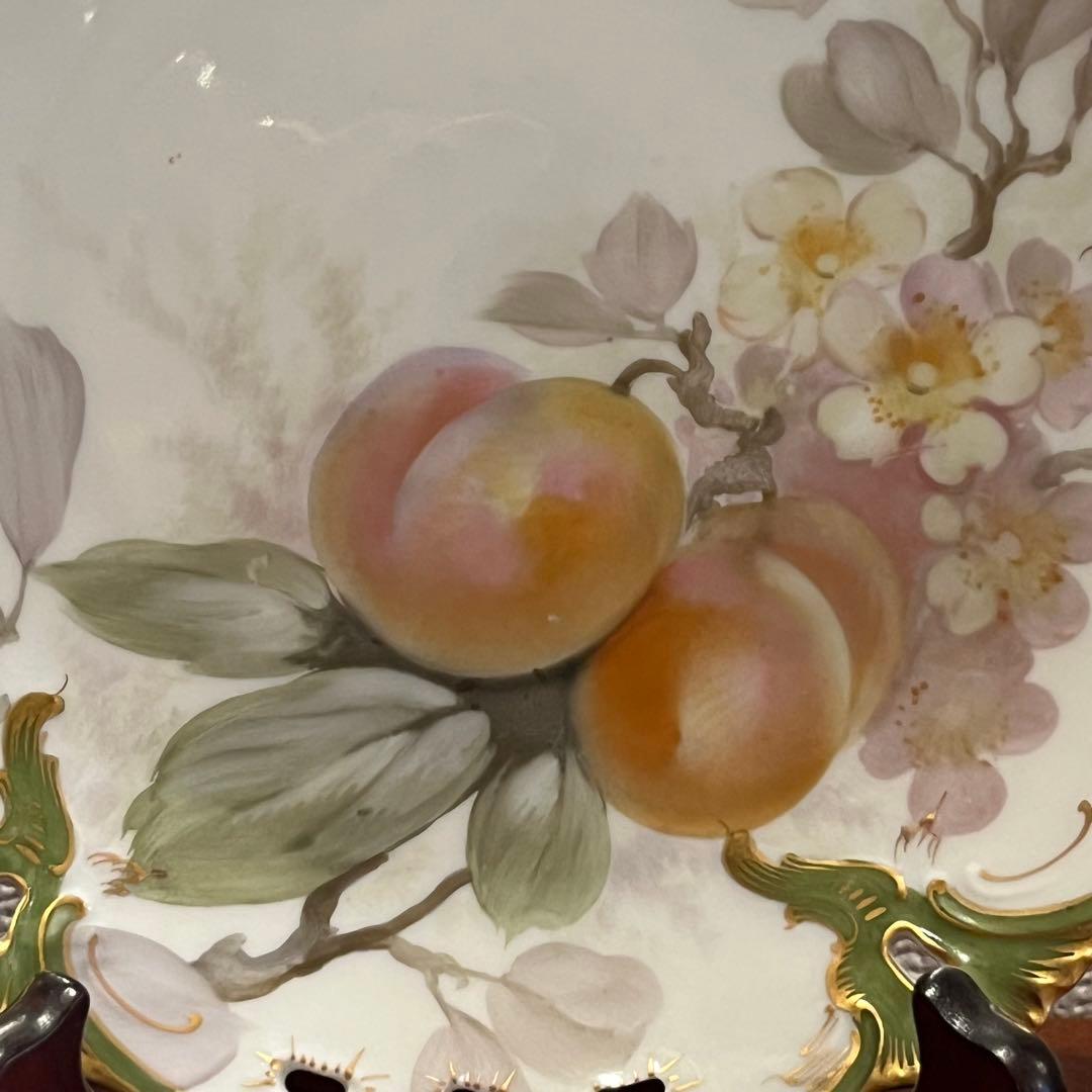 アンティーク　ニュンフェンブルク　静物画　手描き　陶板画　絵皿　超美品　プラム