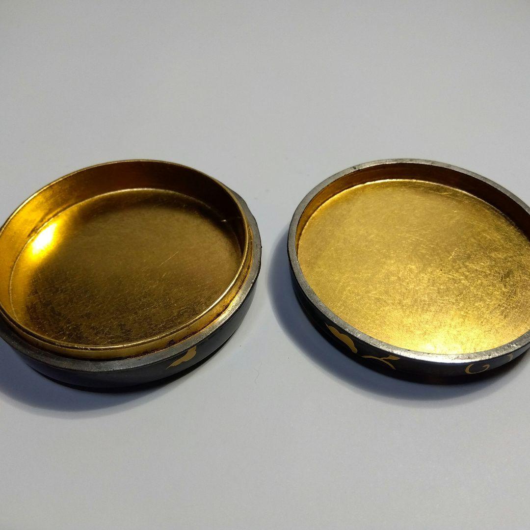京都　蒔絵　香合　共箱　漆器　天然木　内金泊　合わせ銀輪造り