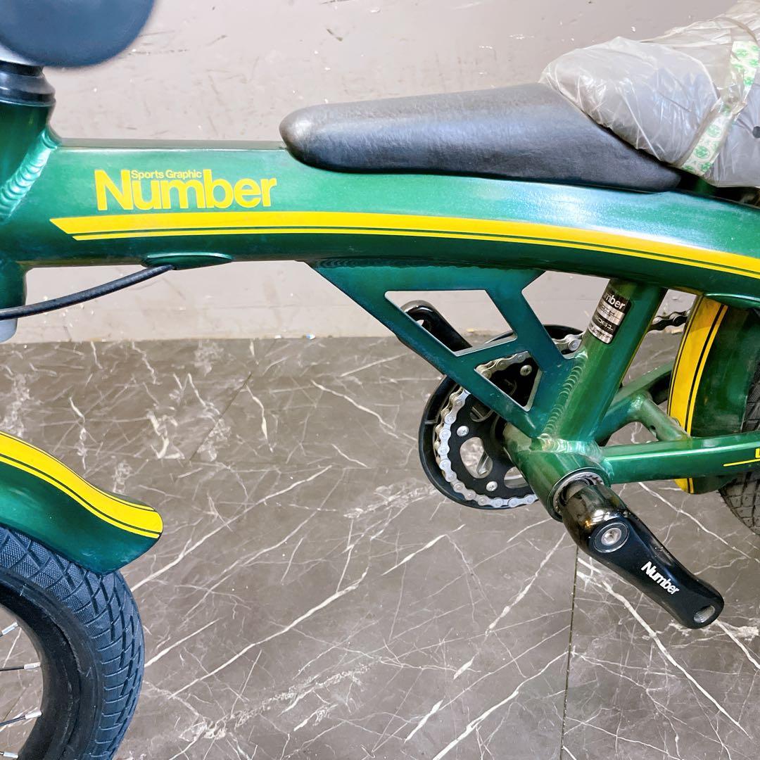 【918】バイク風子供車 Number グリーン 補助輪付き