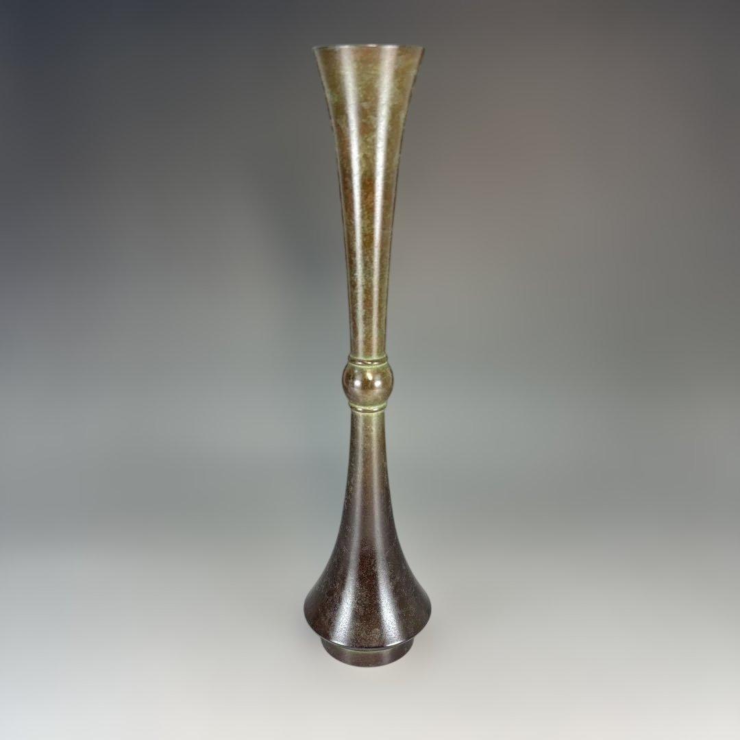 【茶道具】一ノ瀬宗也造　唐銅把綿花入（共箱）★送料込★