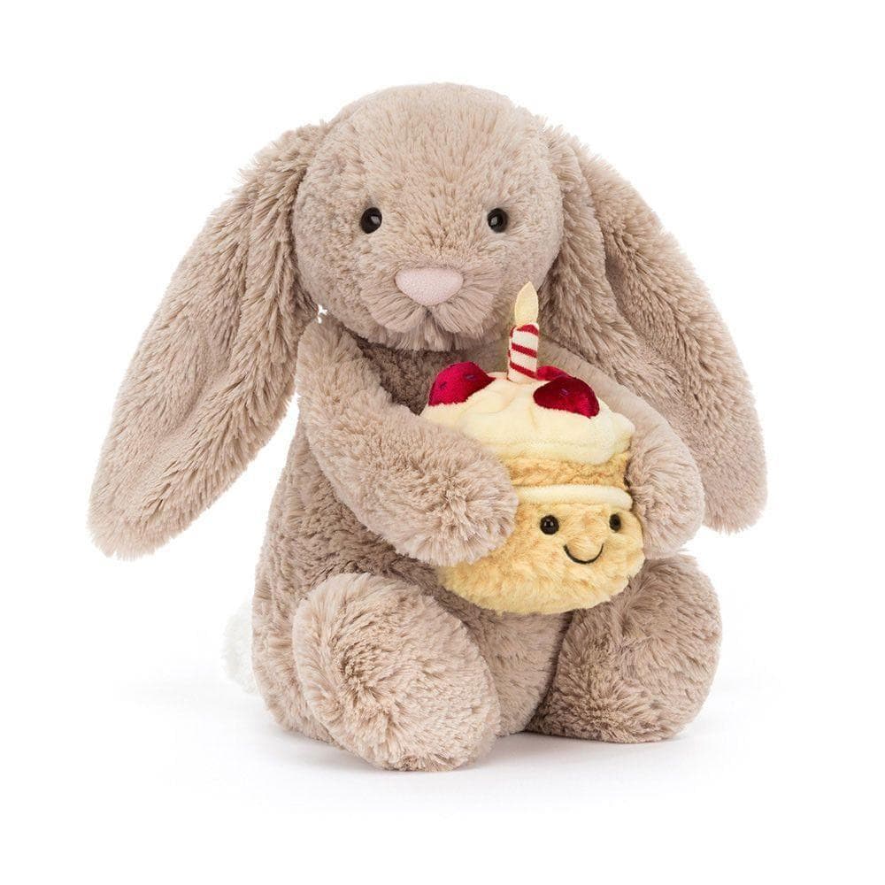 新品　ジェリーキャット　バシュフルバニーベージュ　誕生日ケーキ　ぬいぐるみ　袋付