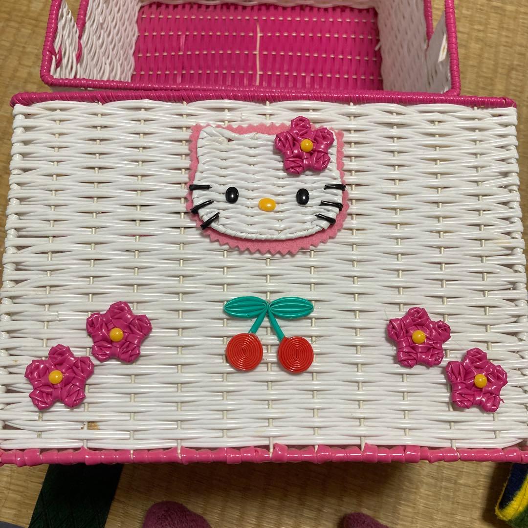 美品　激レア　キティ　ビニール編み　収納ケース　2点