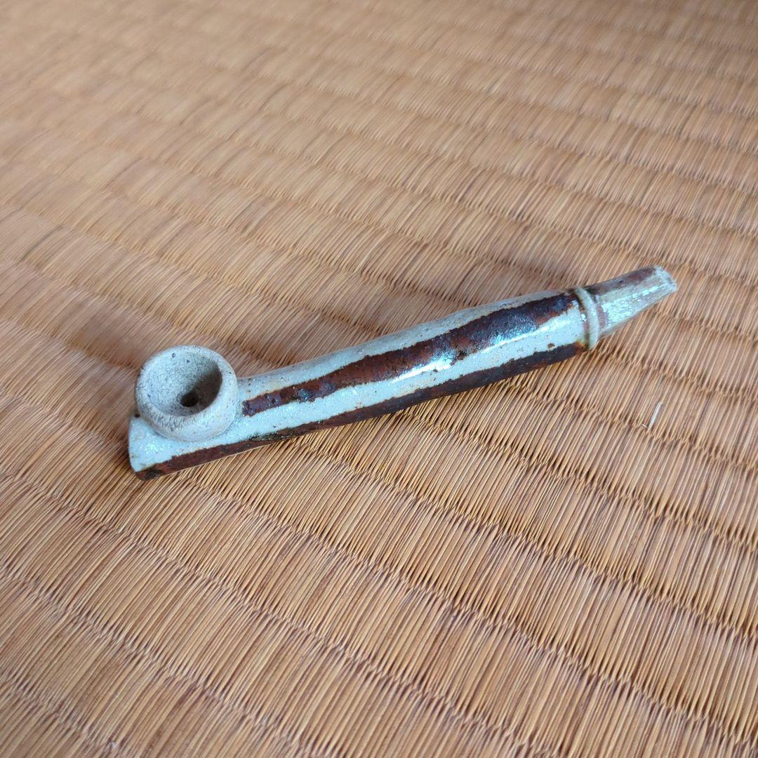 陶器製煙管 木箱付き　織部焼　織部　箸置き