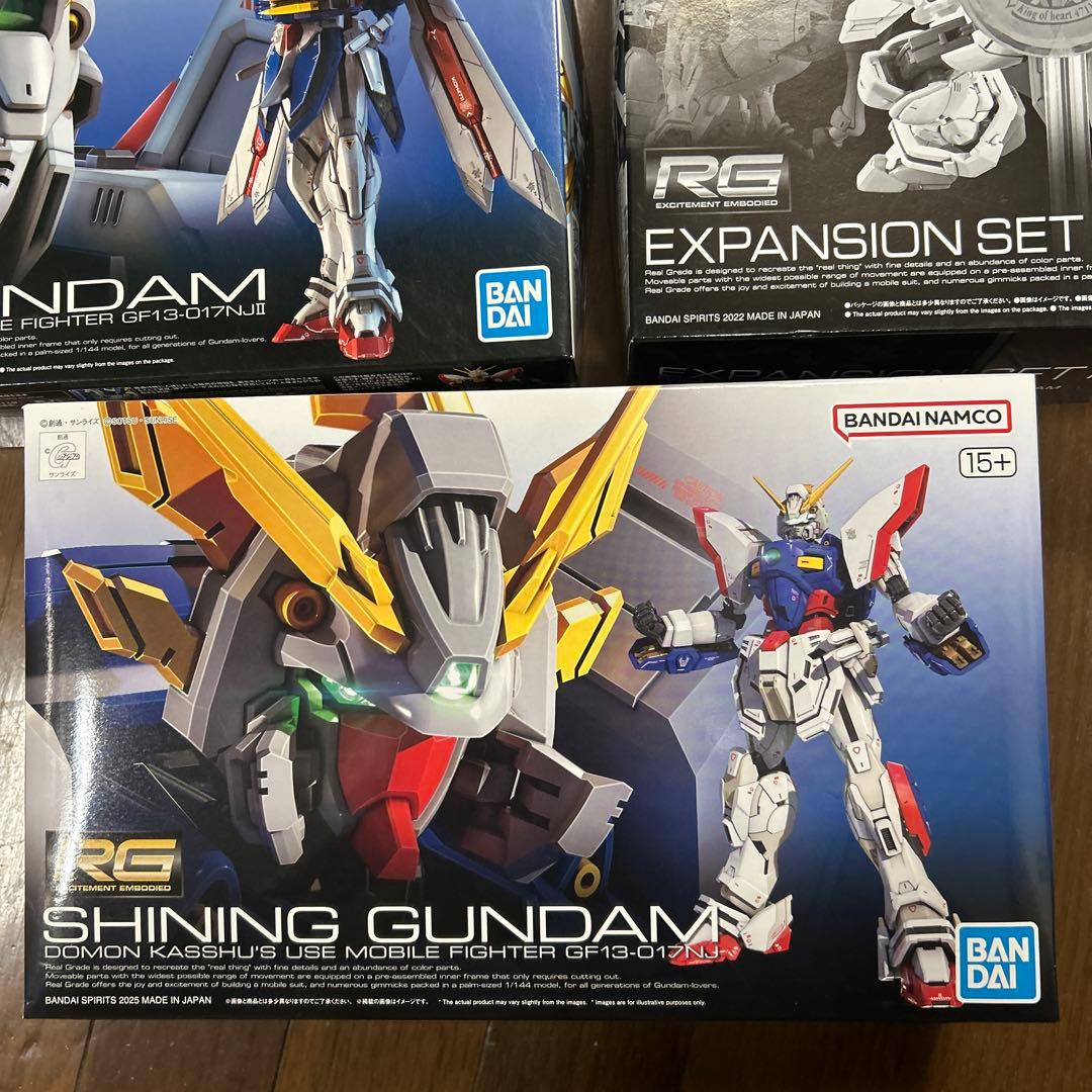 RG ガンプラ 3点セット ゴッドガンダム、拡張セット、シャイニングガンダム
