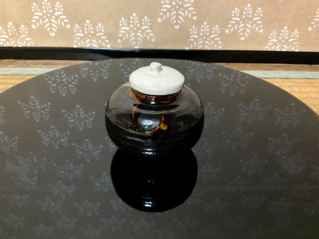赤膚焼　二代目 小川二楽作　茶入　文琳　肩衝