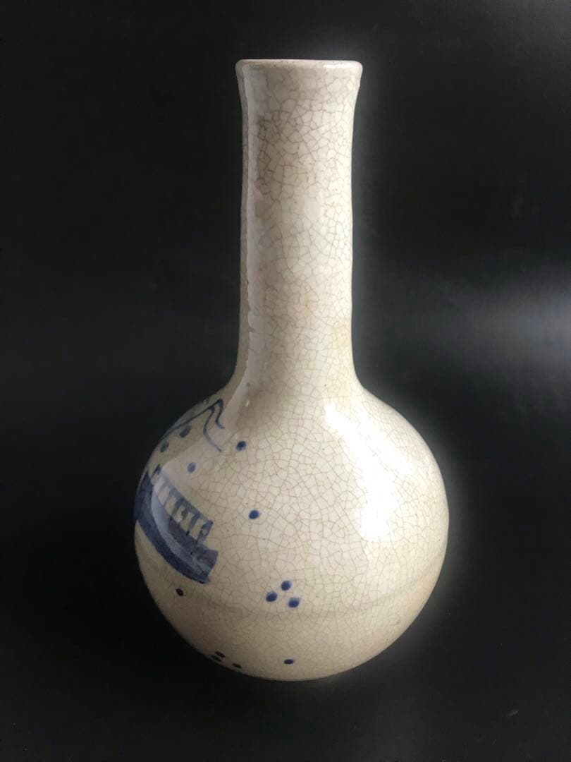 清水日呂志造 唐津　花入　一輪挿し　共箱