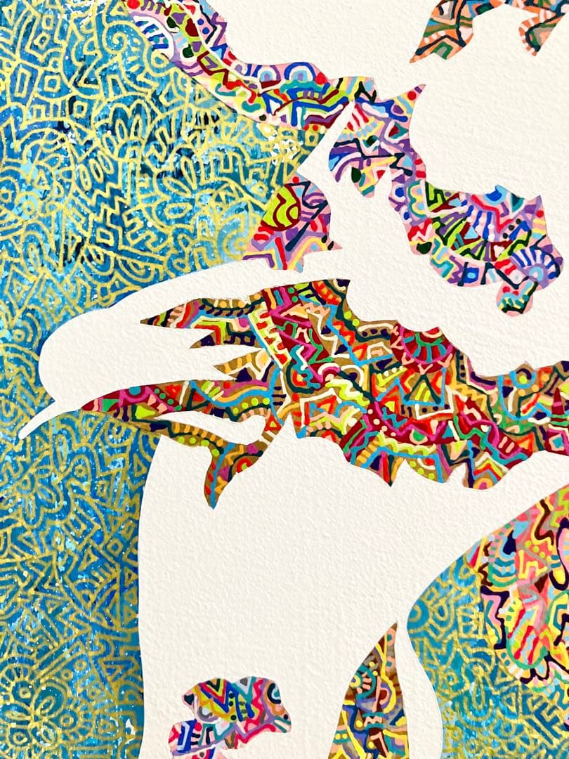 原画　鯉　動物画　絵画　アクリル画　現代アート　細密画　手描き　一点物
