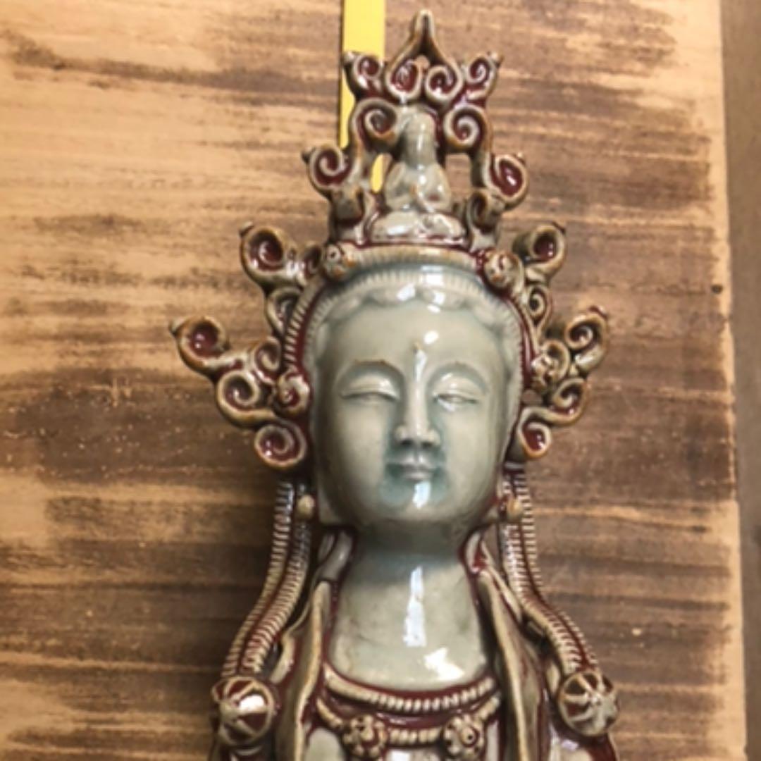 仏教美術　清代　辰砂座仏像　中国美術