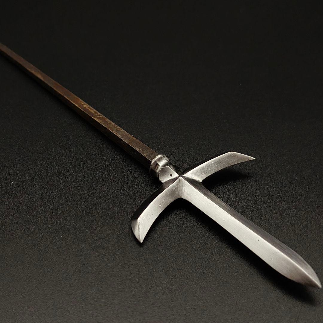 年末セール　矢じり　武道具　十文字槍　鏃　古式　弓道具　鉄製　職人作　美術品