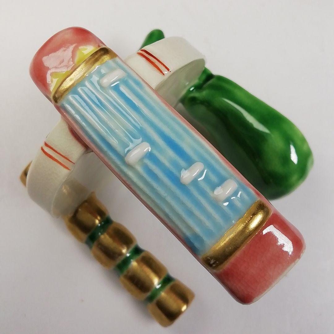 Ｔ７２２　蓋置　『楽器蓋置』『今岡三四郎 造』　共箱　茶道具