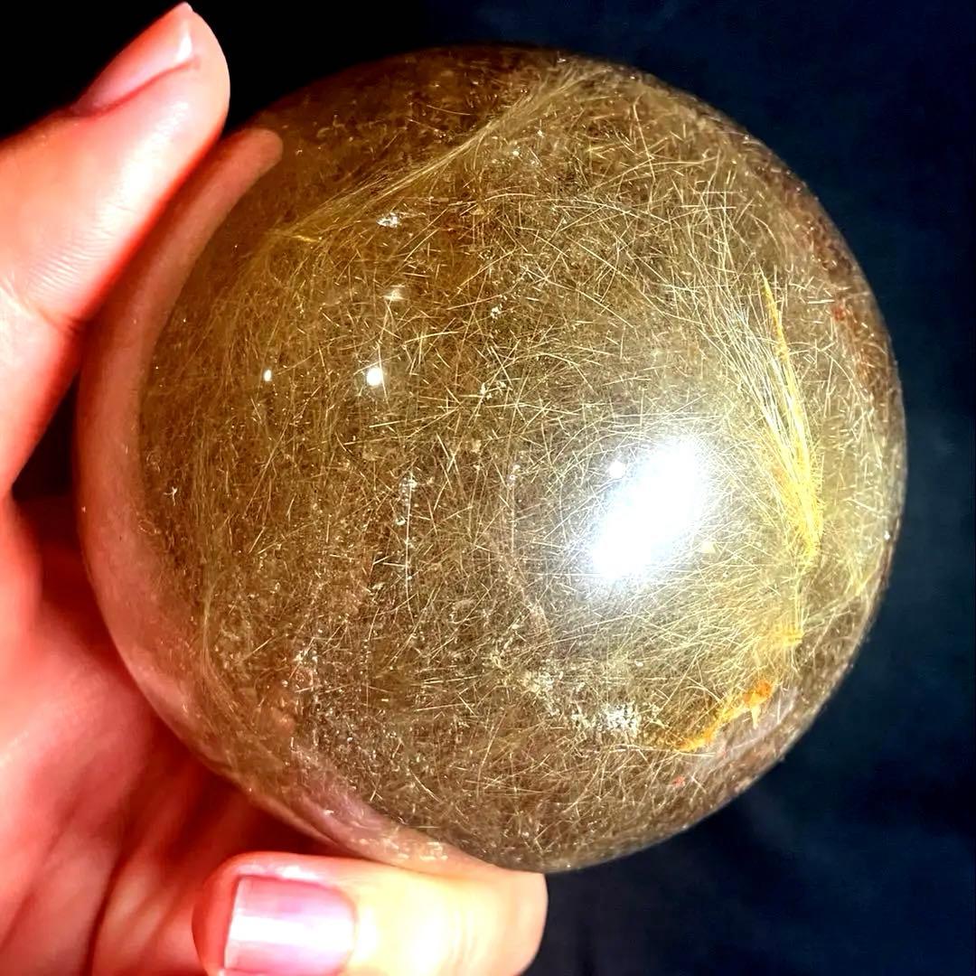 超特大　84mm ゴールドルチルクォーツ　金針水晶　パワーストーン