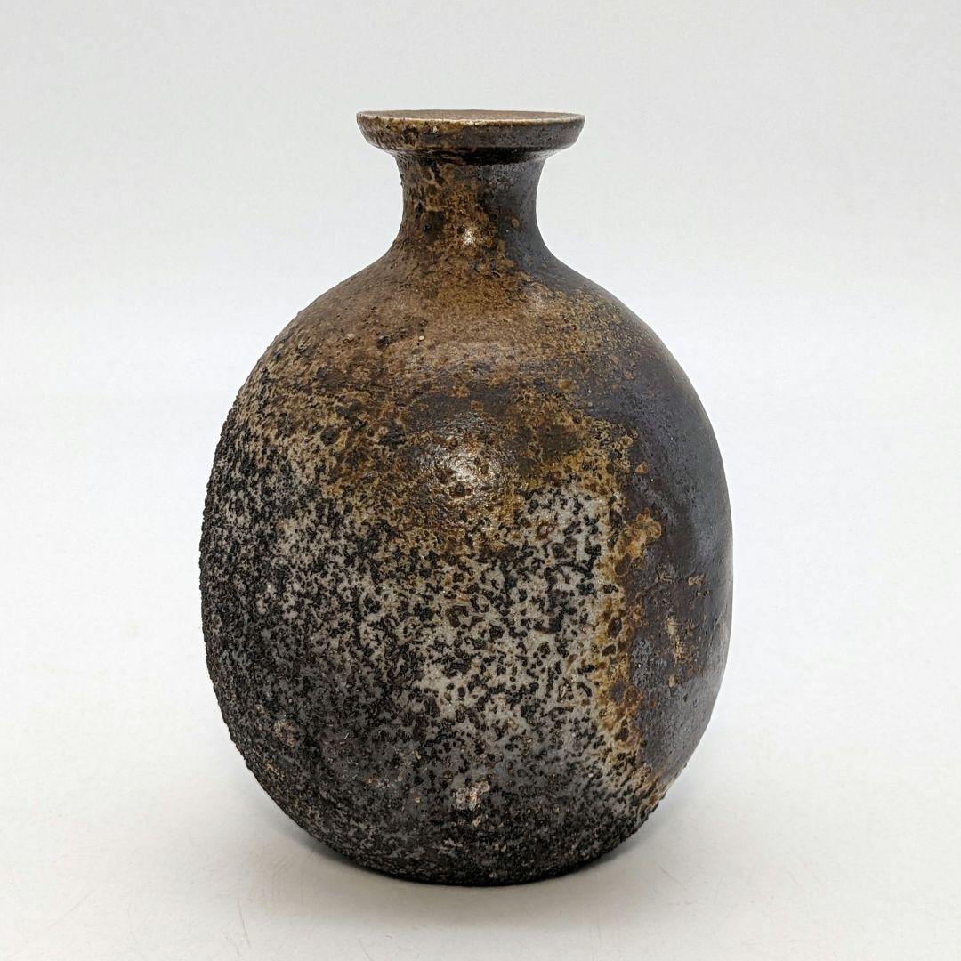 藤本道生 備前焼 ゴマ窯変徳利&虹彩ぐい呑 共箱共布 酒器 とっくり 酒盃 酒杯