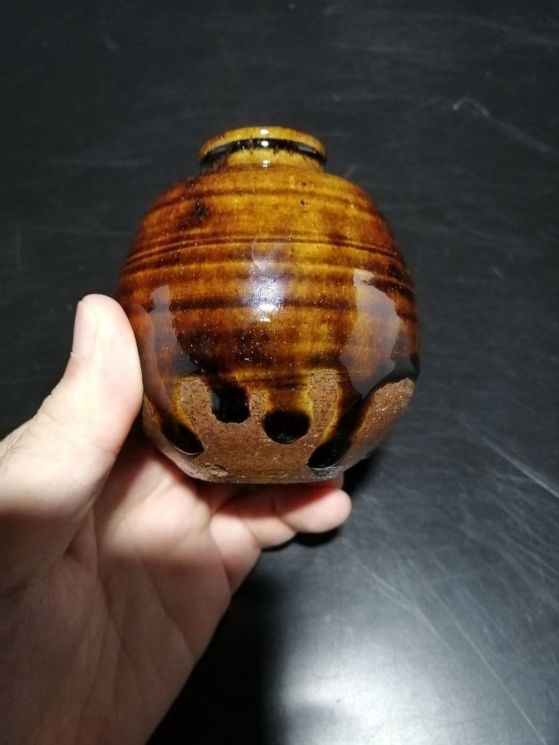【茶道具】丹波茶入　陶春作　茶入100