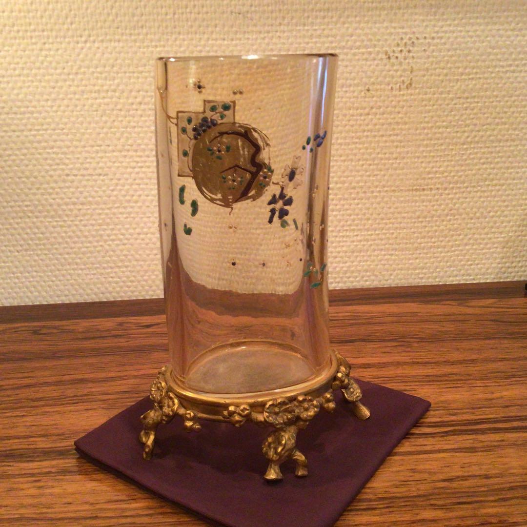 オールドバカラ　「象牙型花器」　ジャポニズムエナメル装飾　1890年頃