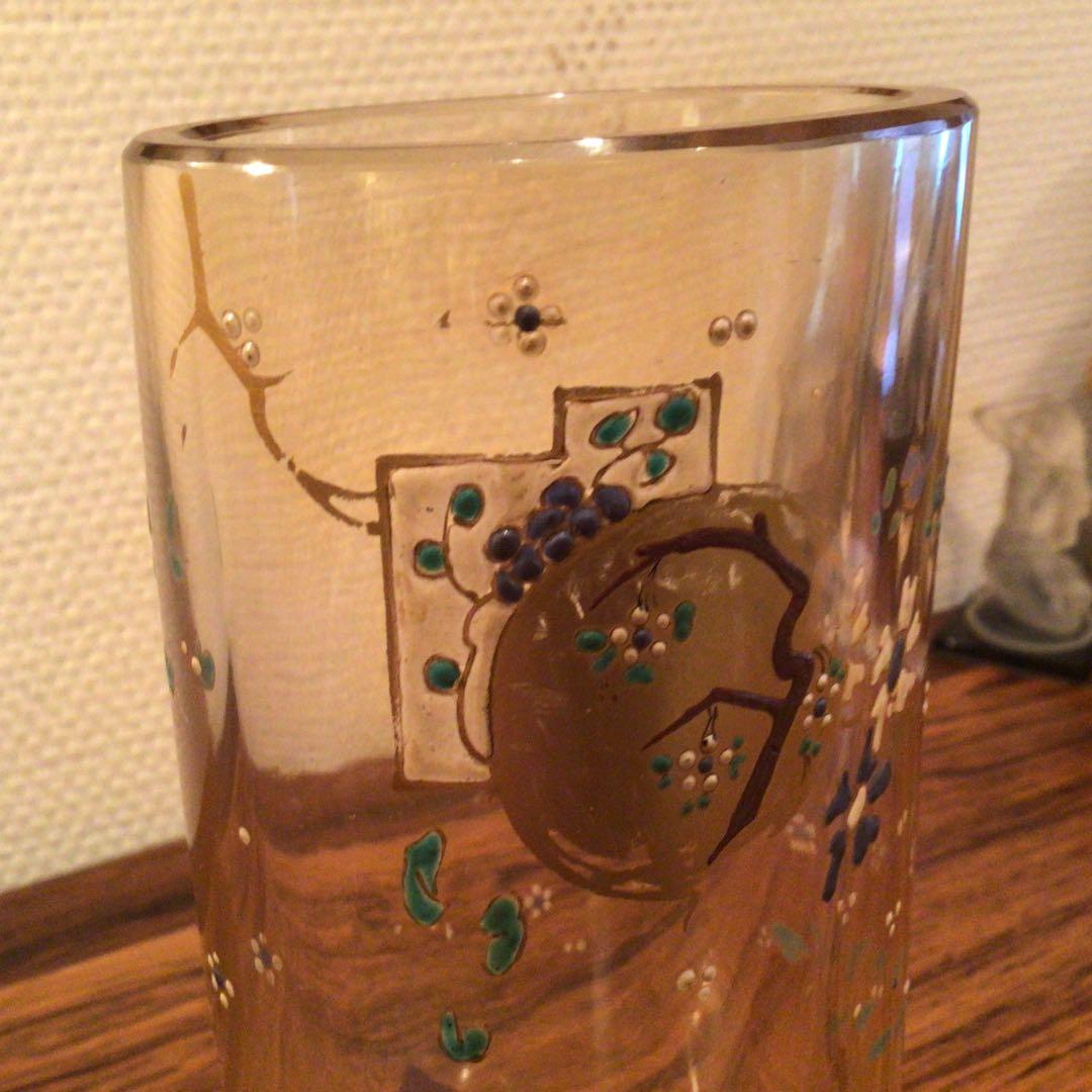 オールドバカラ　「象牙型花器」　ジャポニズムエナメル装飾　1890年頃