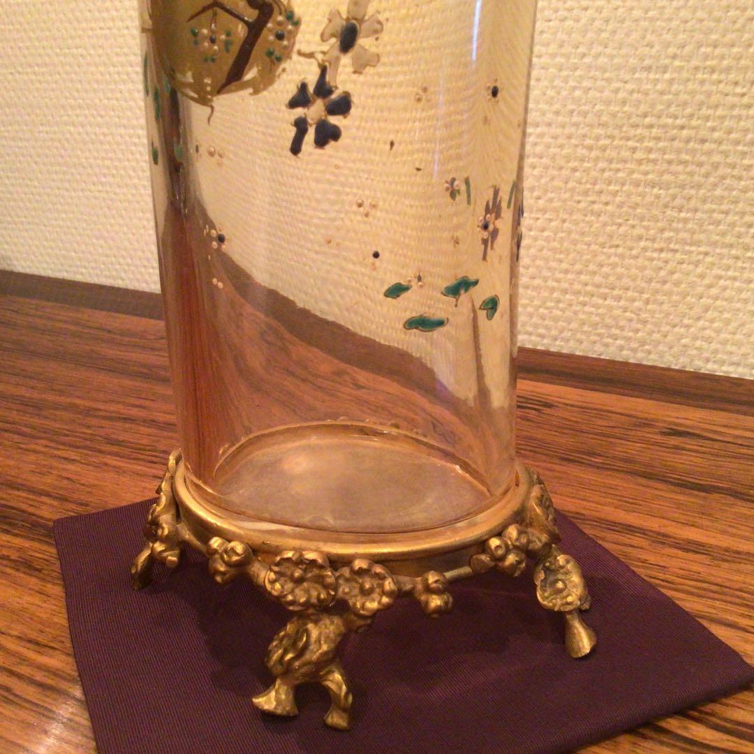 オールドバカラ　「象牙型花器」　ジャポニズムエナメル装飾　1890年頃
