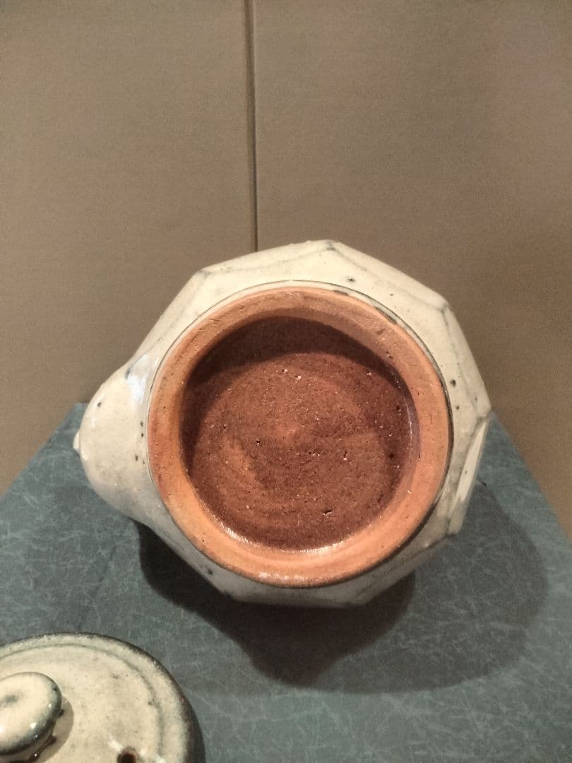絶品　小代焼中平窯　藁灰釉後手急須(面取)　追加サービスで高級湯呑み　ぐい呑み