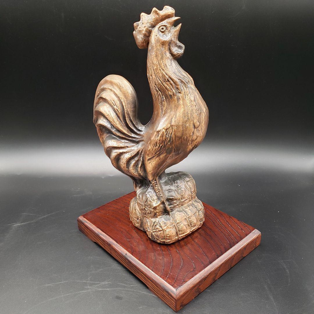 ⑩金属美術工芸品 酉置物 曙 鶏 トリ 銅 堀川恭作
