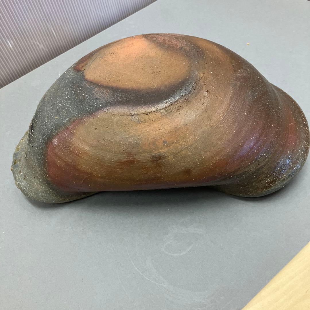 骨董品　茶道具　古常滑焼￼菓子鉢　時代箱　背景キズ　S203HI