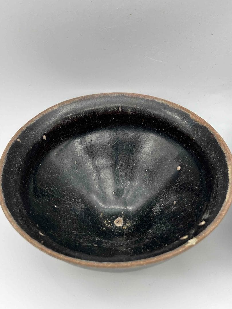 南宋時代　黑釉天目茶碗 二個 福清窯茶盞 唐物　古賞物　時代物(B-36)