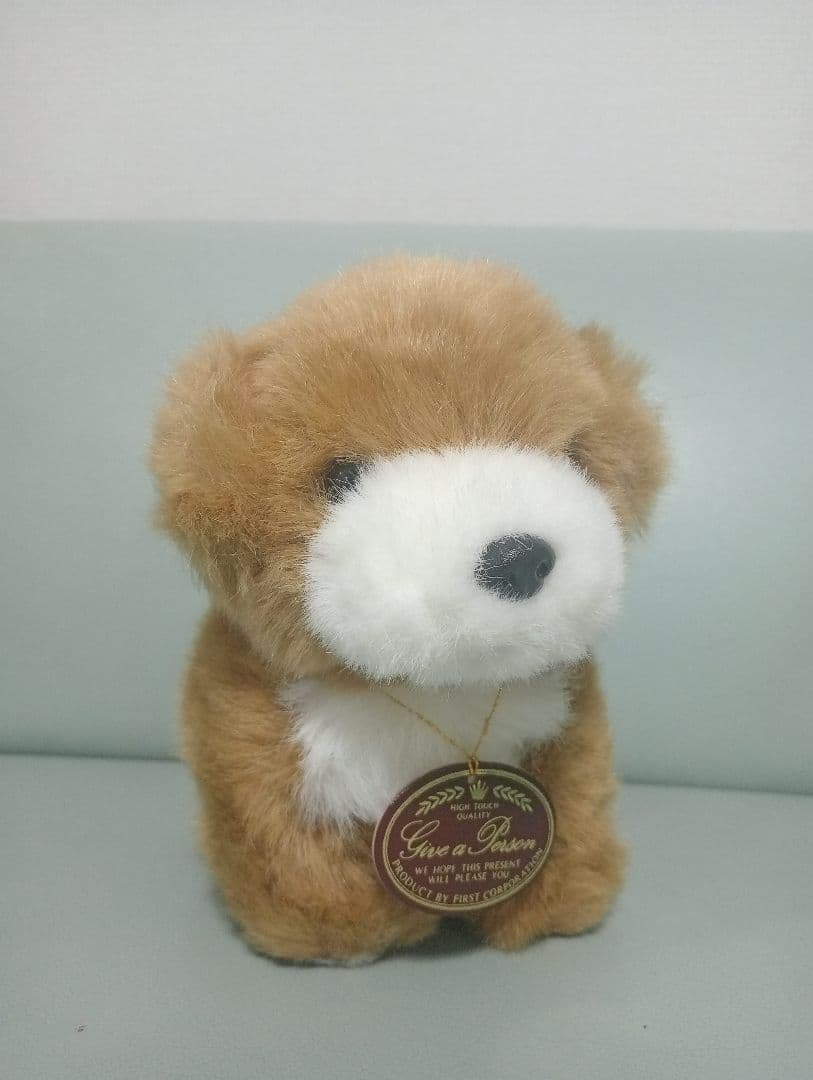 美品 ファースト社 ぬいぐるみ 日本犬 ブチ