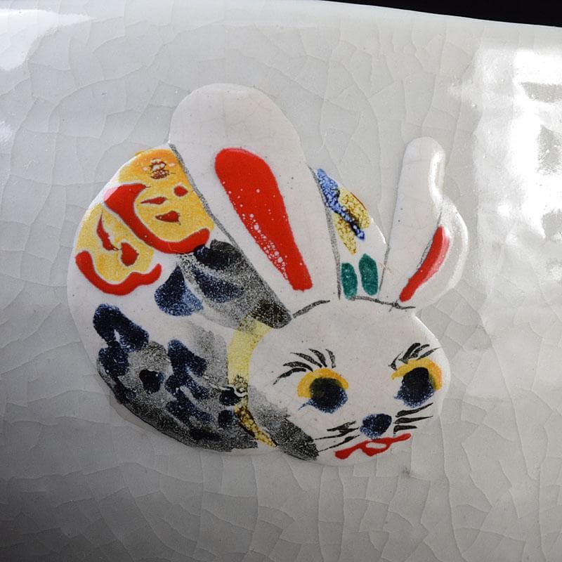 茶道具　魚水庵造　福島三春　玉うさぎ茶碗　共箱　C　8295