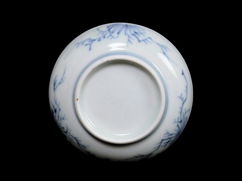 古伊万里　染付　笛吹童子に牛の図　豆皿　C873AS-BWn