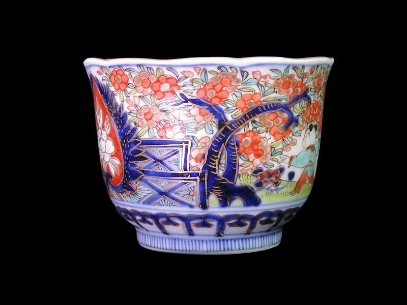 古伊万里　金襴手　花に唐子の図　向付　５客　AS-DCe