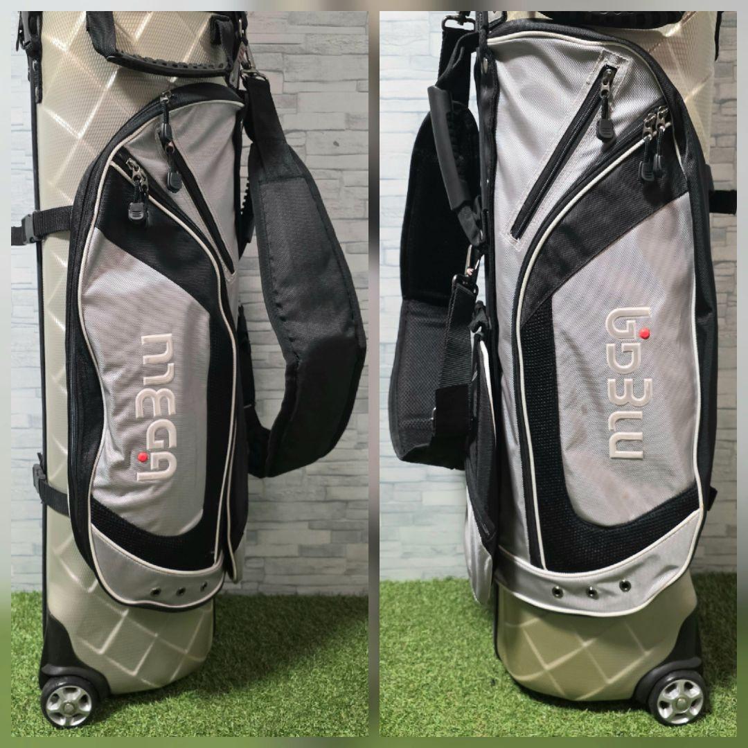 極美品 MEGA GOLF キャスター付 ハードケース キャディバッグ グレー